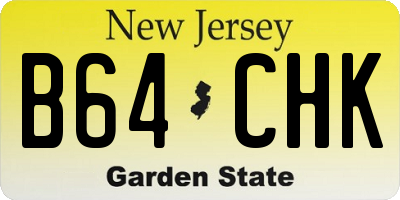 NJ license plate B64CHK