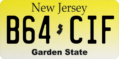NJ license plate B64CIF