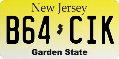 NJ license plate B64CIK
