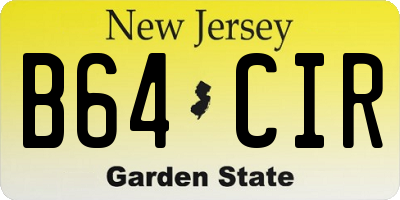 NJ license plate B64CIR