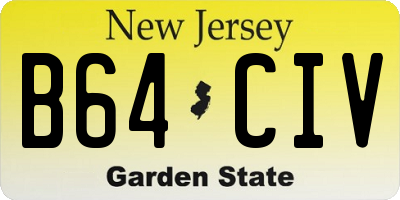 NJ license plate B64CIV