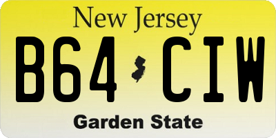 NJ license plate B64CIW