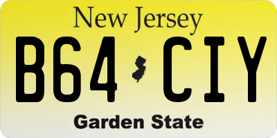NJ license plate B64CIY