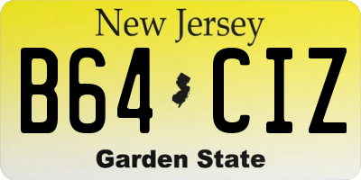 NJ license plate B64CIZ