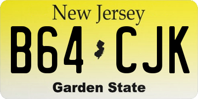 NJ license plate B64CJK