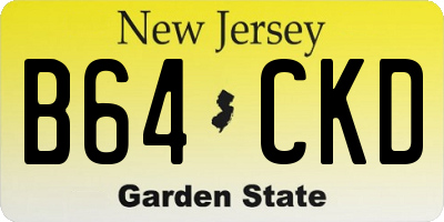 NJ license plate B64CKD