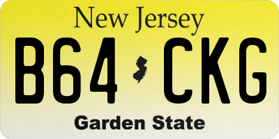 NJ license plate B64CKG