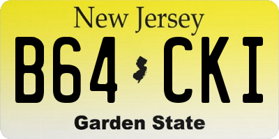 NJ license plate B64CKI