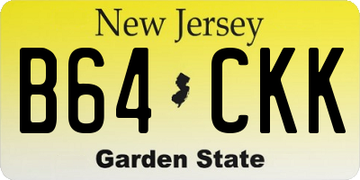 NJ license plate B64CKK