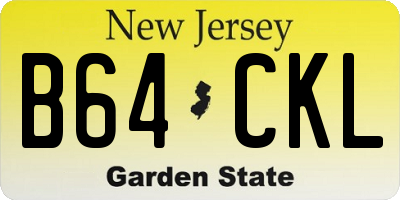 NJ license plate B64CKL