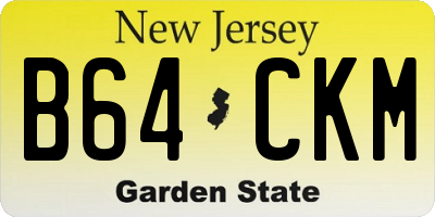 NJ license plate B64CKM