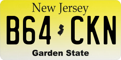 NJ license plate B64CKN