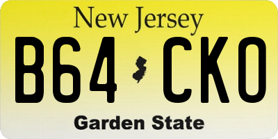 NJ license plate B64CKO