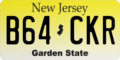 NJ license plate B64CKR
