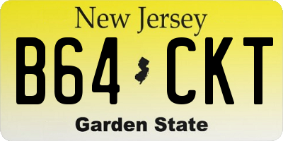 NJ license plate B64CKT