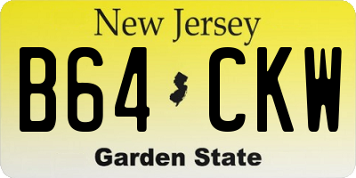 NJ license plate B64CKW