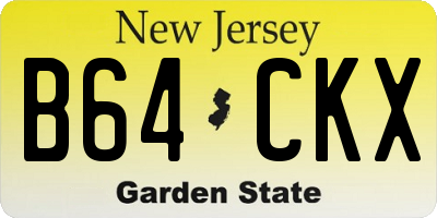 NJ license plate B64CKX