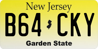 NJ license plate B64CKY