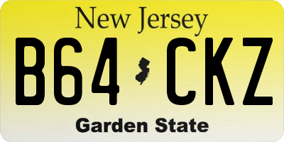 NJ license plate B64CKZ