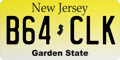 NJ license plate B64CLK