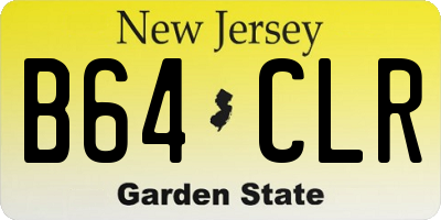 NJ license plate B64CLR