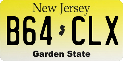NJ license plate B64CLX