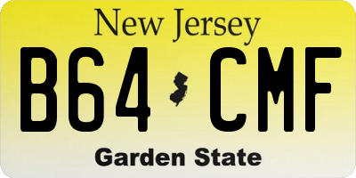 NJ license plate B64CMF