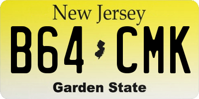 NJ license plate B64CMK