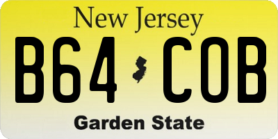 NJ license plate B64COB