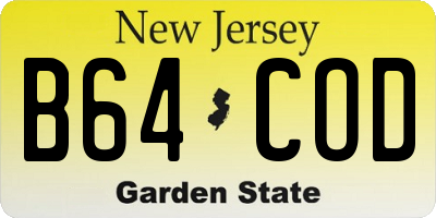 NJ license plate B64COD