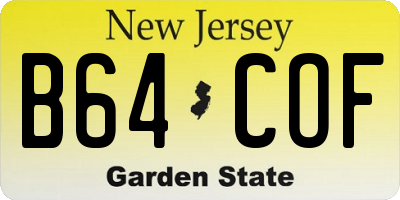 NJ license plate B64COF