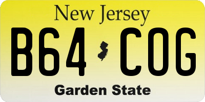 NJ license plate B64COG