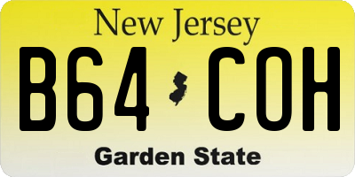NJ license plate B64COH