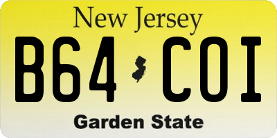 NJ license plate B64COI