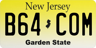 NJ license plate B64COM