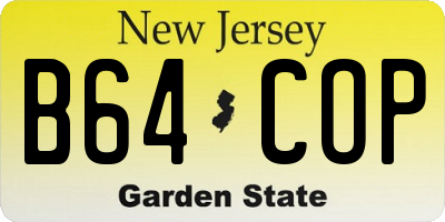 NJ license plate B64COP