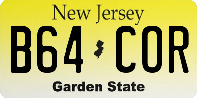 NJ license plate B64COR