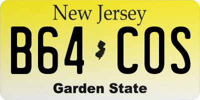 NJ license plate B64COS