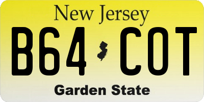 NJ license plate B64COT