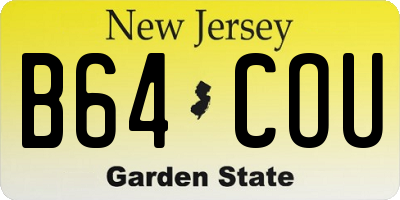 NJ license plate B64COU