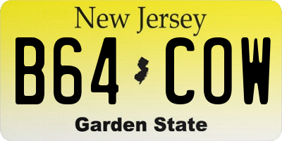 NJ license plate B64COW