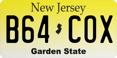 NJ license plate B64COX