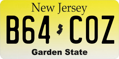 NJ license plate B64COZ