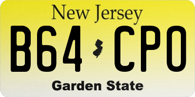 NJ license plate B64CPO