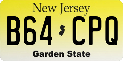 NJ license plate B64CPQ
