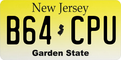 NJ license plate B64CPU