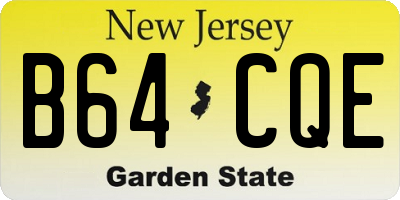 NJ license plate B64CQE