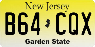 NJ license plate B64CQX