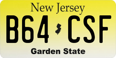 NJ license plate B64CSF