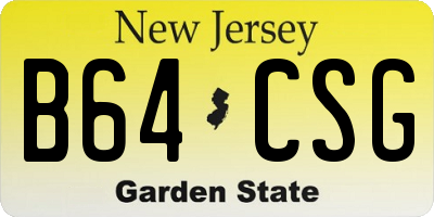 NJ license plate B64CSG